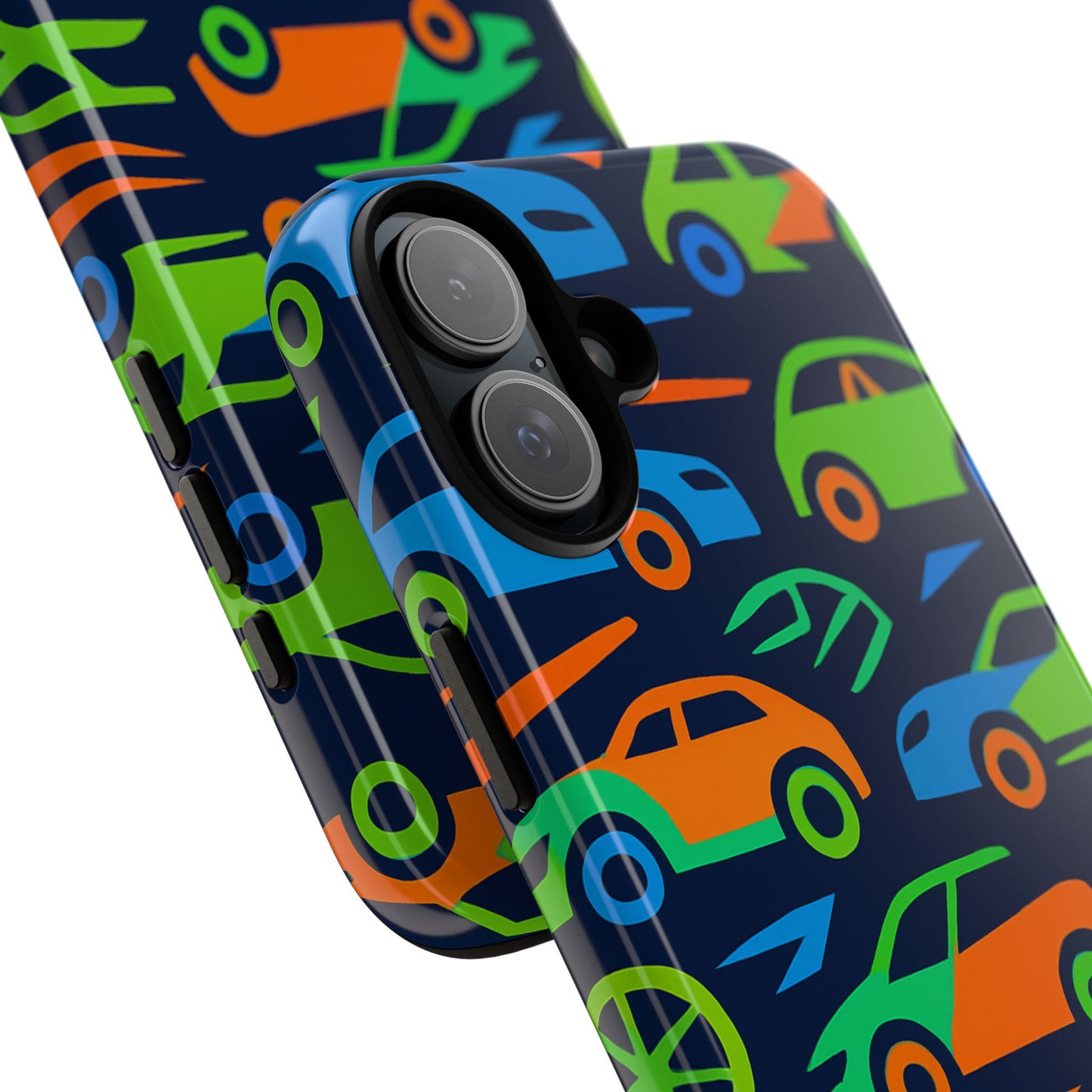 vibrant 3d car pattern protective phone case for expressive individuals stylish accessory compatible with iphone 13, 14, 15 & 16 – all models including pro, pro max & plus