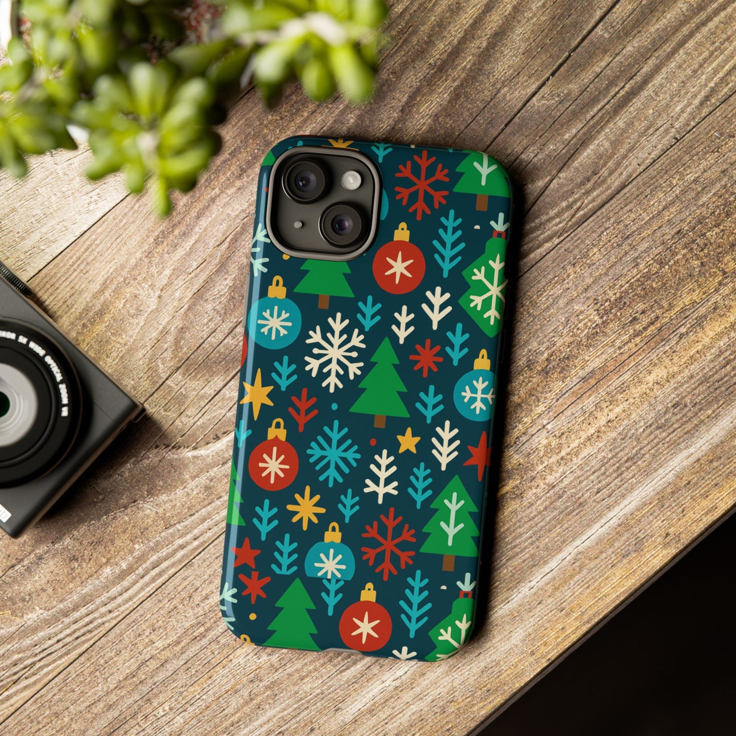 multicolour 3d wrap protective phone case with retro christmas design for stylish protection – compatible with iphone 13, 14, 15 & 16 – all models including pro, pro max & plus