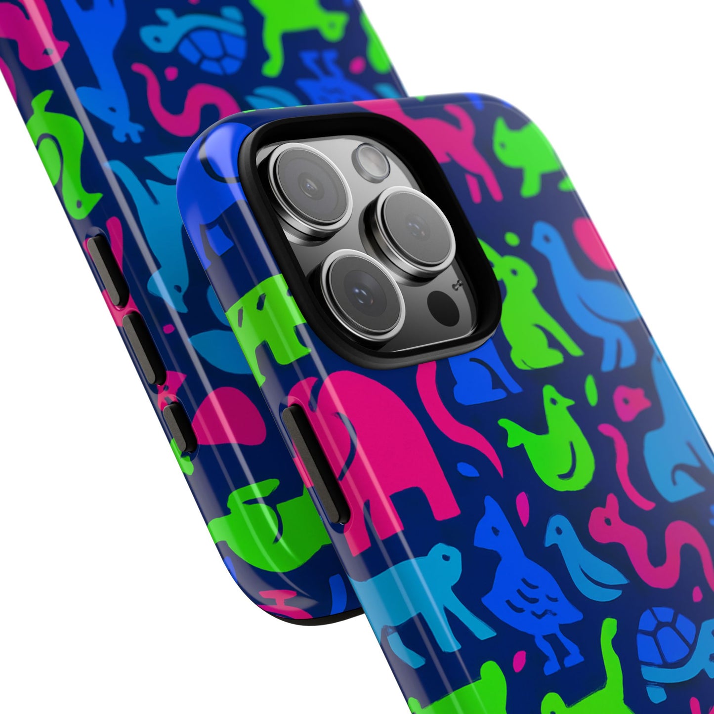 vibrant animal print phone case with 3d design for stylish protection compatible with iphone 13, 14, 15 & 16 – all models including pro, pro max & plus