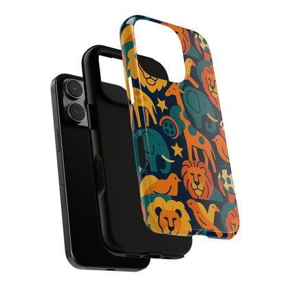 Vibrant Animal Print Protective Phone Case in Multicolour – Playful Design for Stylish Protection – Compatible with iPhone 13, 14, 15 & 16 – All Models Including Pro, Pro Max & Plus