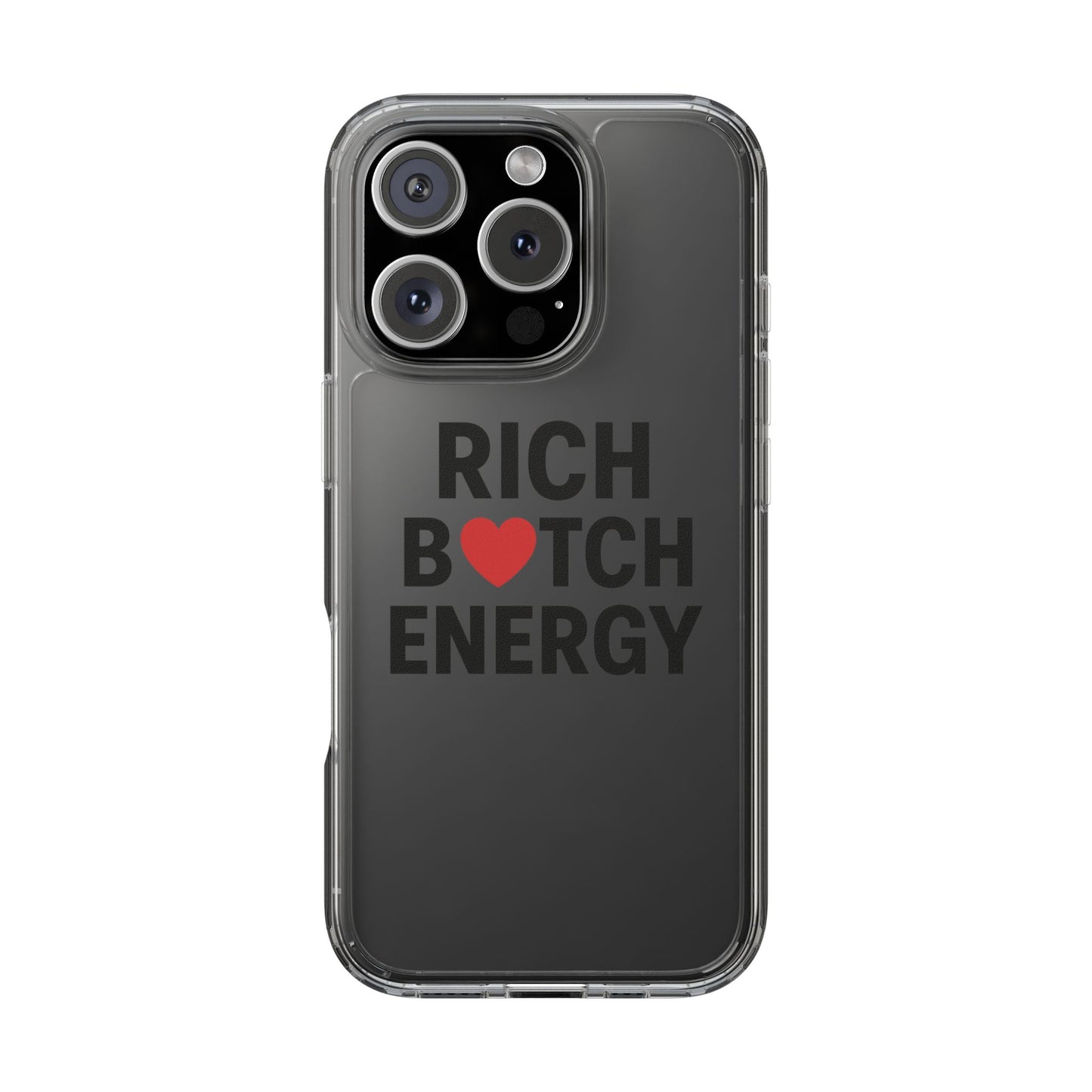 rich bitch energy clear phone case for confident individuals - stylish protection with shock-absorbing materials and scratch-resistant design for everyday use