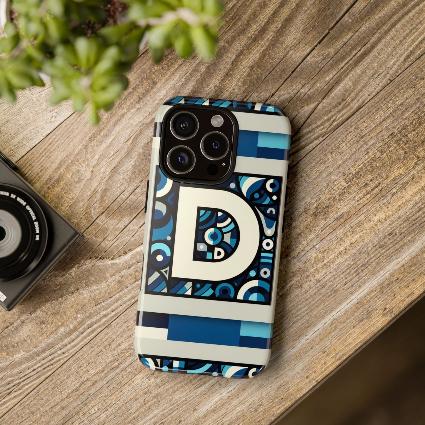blue alphabet letter d phone case with 3d wrap and shock protection for kids and teens
