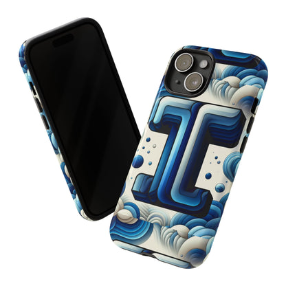 Blue Alphabet T Phone Case with 3D Wrap Design for Kids and Teens Shockproof TPU Cover with Vivid Colours and Anime-Inspired Graphics