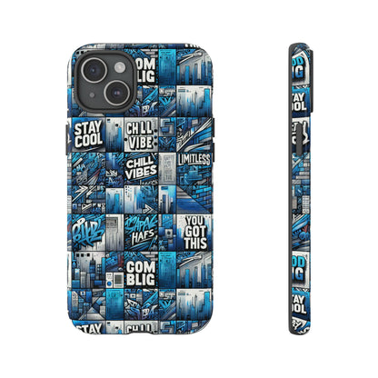 Vibrant 3D Wrap Protective Phone Case in Blue Urban Aesthetic Design for Stylish Smartphone Protection Compatible with iPhone 13, 14, 15 & 16 – All Models Including Pro, Pro Max & Plus
