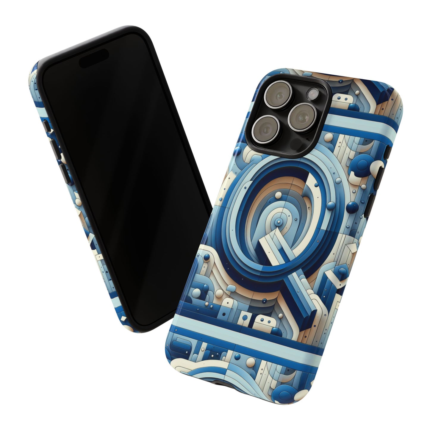 blue alphabet q phone case for android and iphone durable shockproof protective cover with 3d wrap design