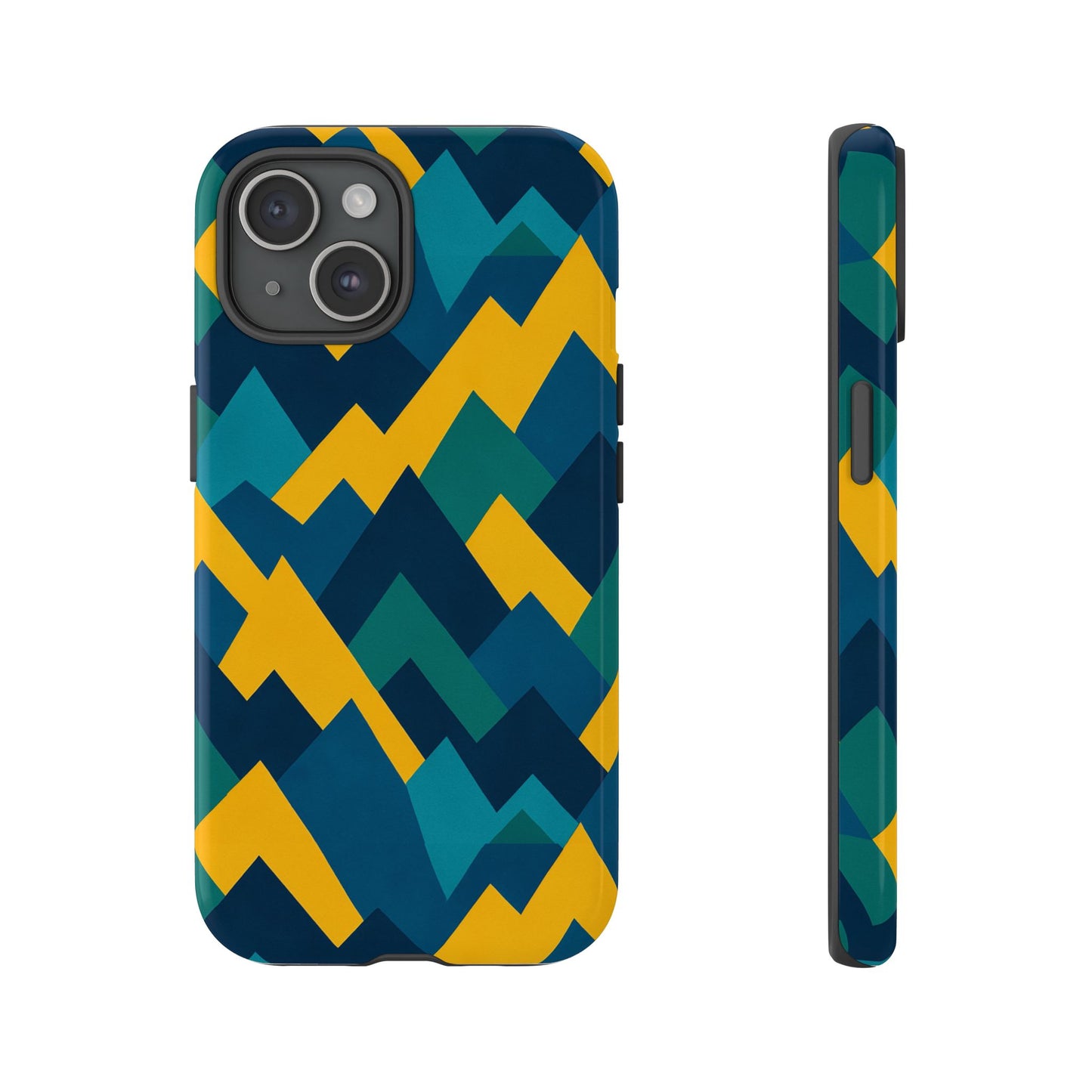 vibrant geometric mountain design protective phone case for unique style and durable protection compatible with iphone 13, 14, 15 & 16 – all models including pro, pro max & plus