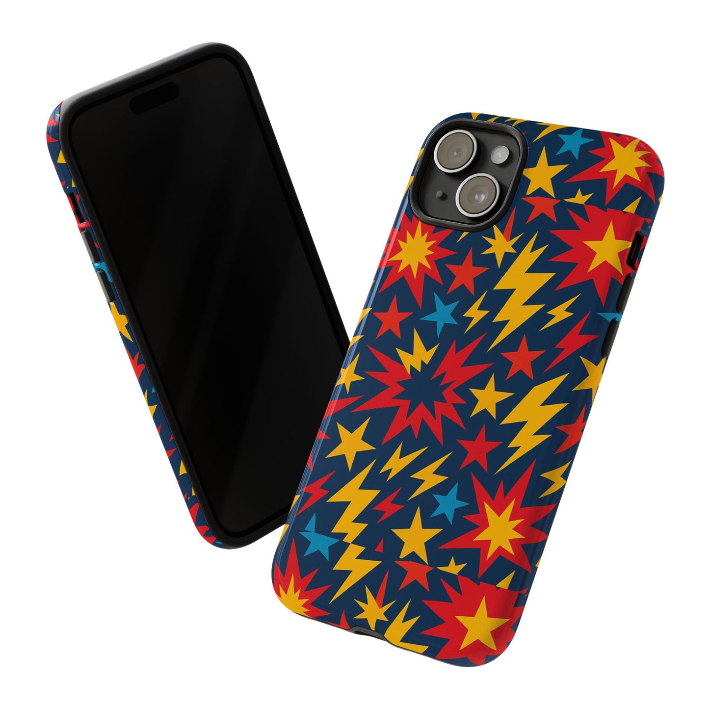 vibrant 3d superhero phone case with colourful lightning design for men and women, stylish protection compatible with iphone 13, 14, 15 & 16 – all models including pro, pro max & plus