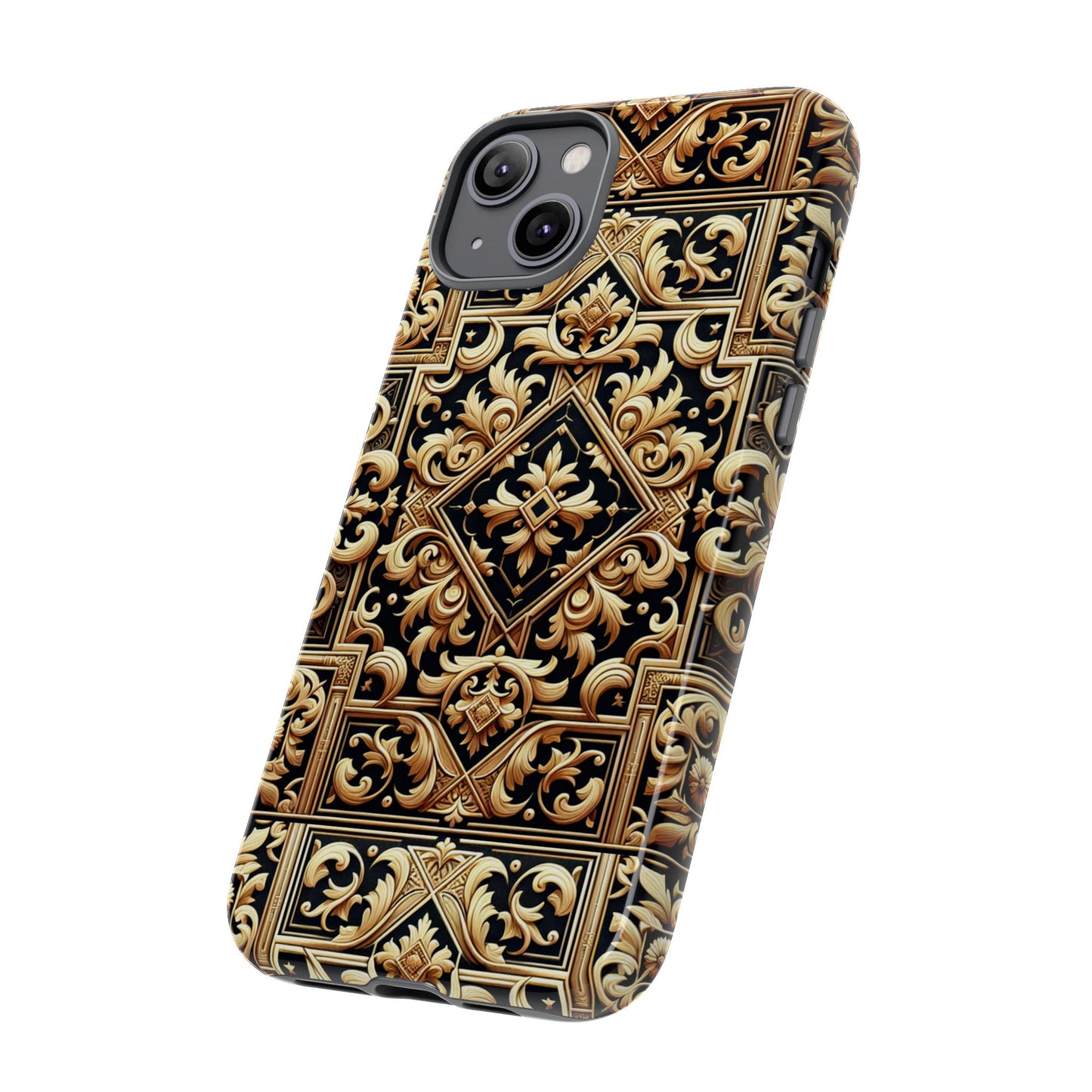 pattern image 3 vibrant shockproof phone case for anime and comic fans - ornate baroque gold design - compatible with iphone 13, 14, 15 & 16 – all models including pro, pro max & plus
