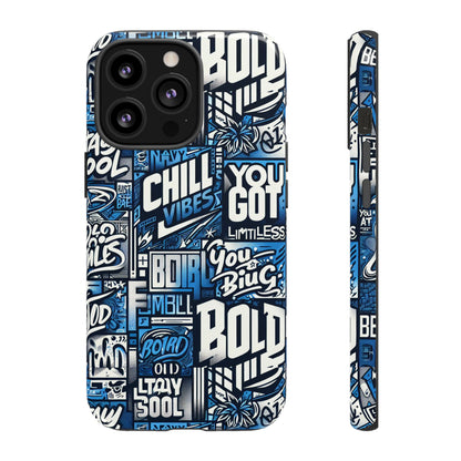 Vibrant 3D Typography Phone Case in Blue – Stylish Protection for Trendy Individuals – Compatible with iPhone 13, 14, 15 & 16 – all models including Pro, Pro Max & Plus