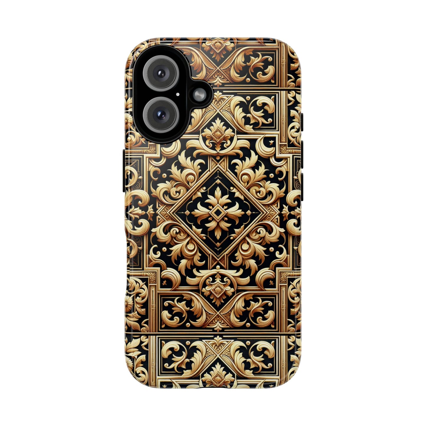 pattern image 3 vibrant shockproof phone case for anime and comic fans - ornate baroque gold design - compatible with iphone 13, 14, 15 & 16 – all models including pro, pro max & plus