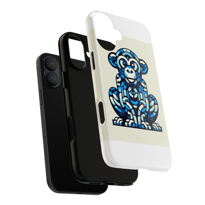 Vibrant Blue 3D Wrap Phone Case with Playful Monkey Design for Creative Individuals Compatible with iPhone 13, 14, 15 & 16 – all models including Pro, Pro Max & Plus