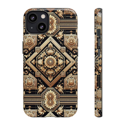 Pattern Image 1 Vibrant Shockproof Phone Case for Anime and Comic Fans - Stylish Gold Floral Design for iPhone 13-16 Pro Max Plus
