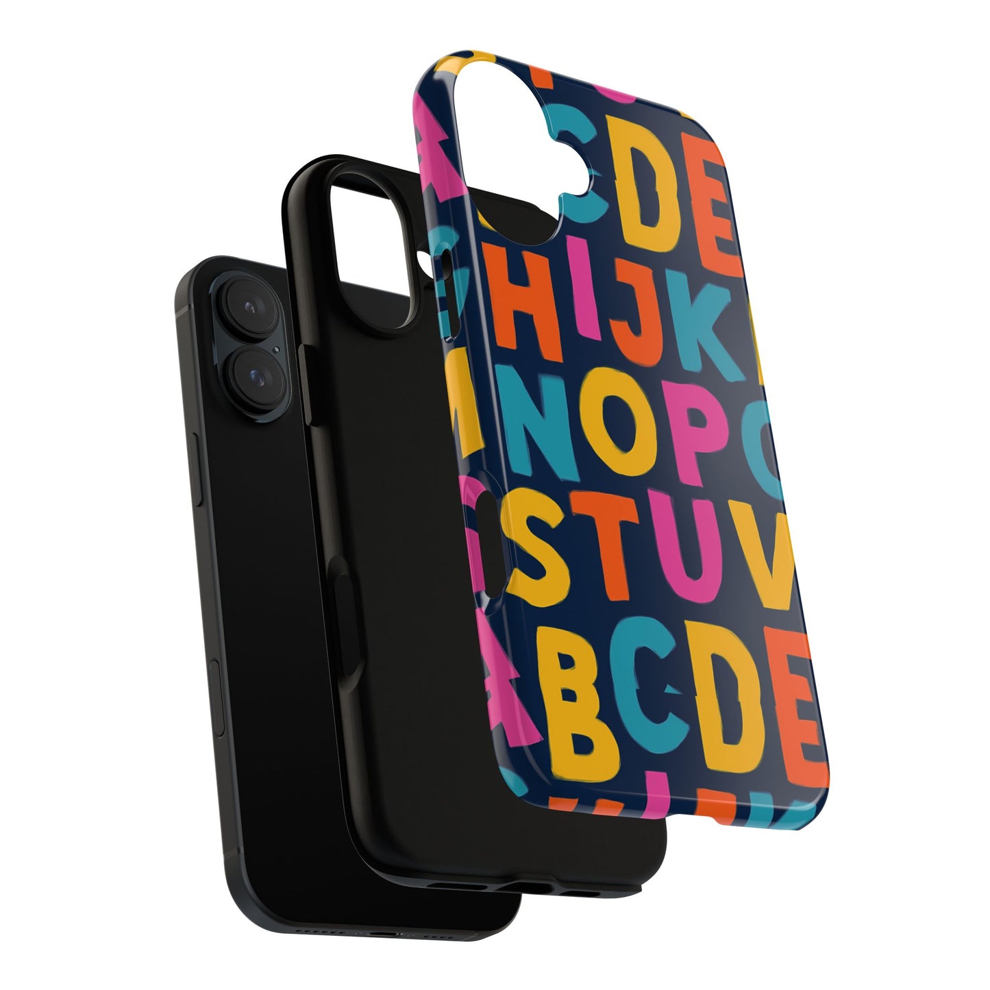 multicolour alphabet 3d wrap protective phone case for unique style and playful expression compatible with iphone 13, 14, 15 & 16 – all models including pro, pro max & plus