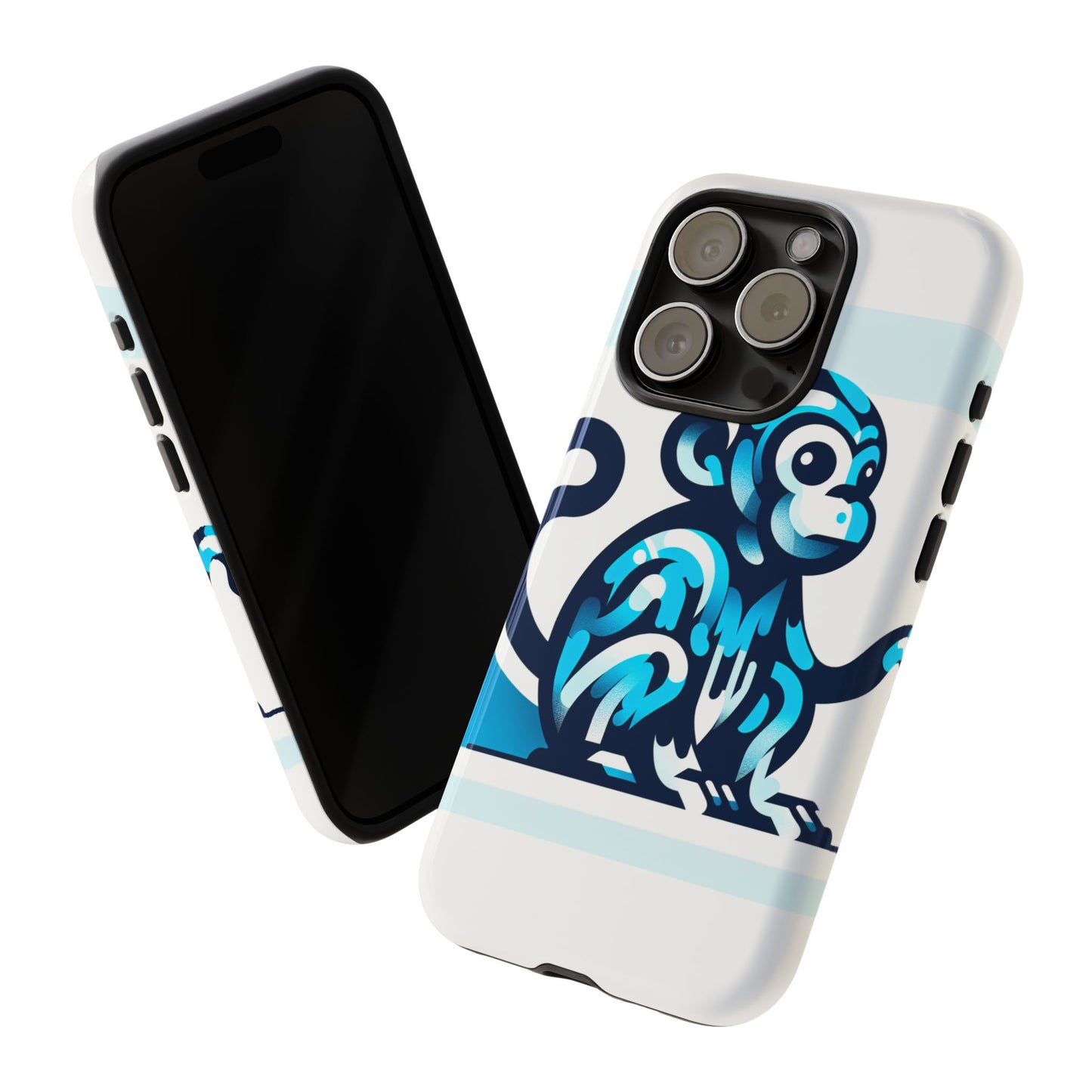 vibrant 3d monkey-inspired phone case for stylish protection in blue – unisex design compatible with iphone 13, 14, 15 & 16 – all models including pro, pro max & plus