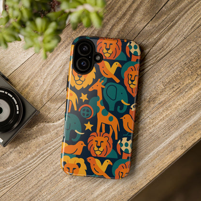 Vibrant Animal Print Protective Phone Case in Multicolour – Playful Design for Stylish Protection – Compatible with iPhone 13, 14, 15 & 16 – All Models Including Pro, Pro Max & Plus