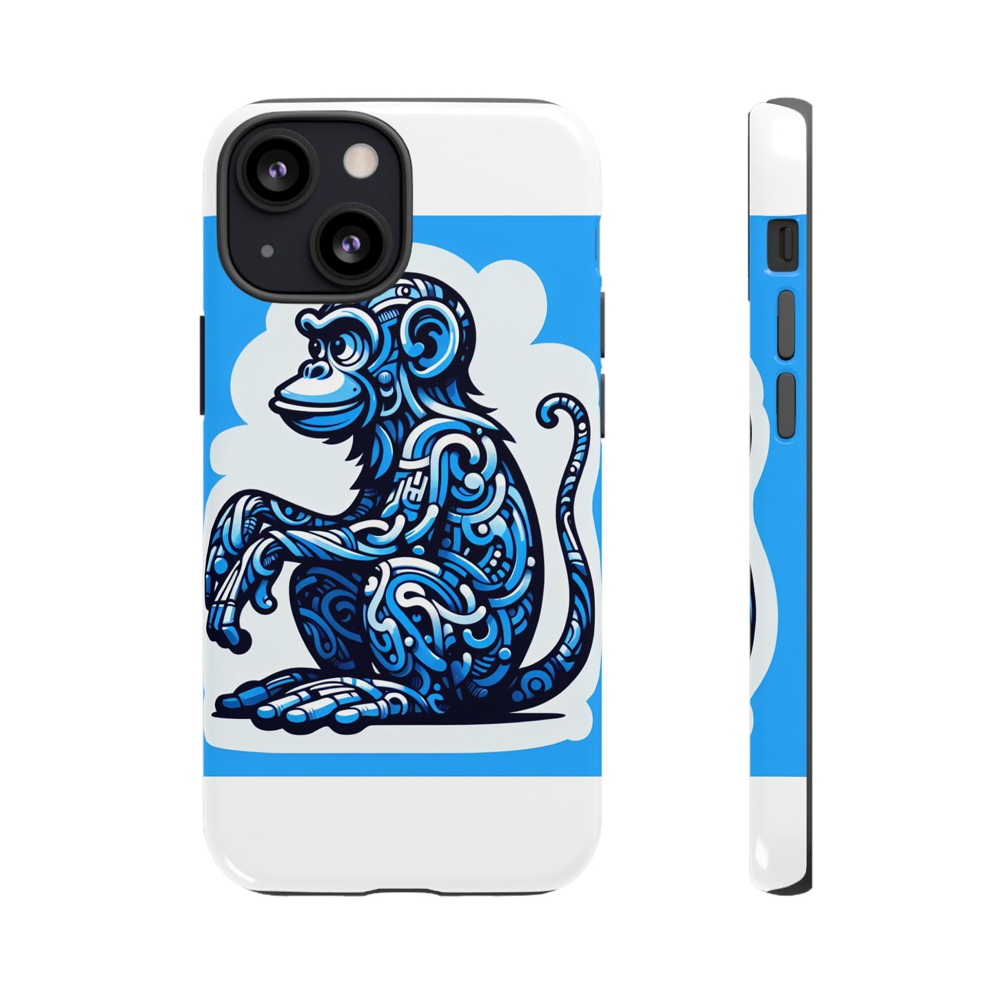 vibrant 3d monkey design phone case in blue – stylish protection for smartphones compatible with iphone 13, 14, 15 & 16 – all models including pro, pro max & plus