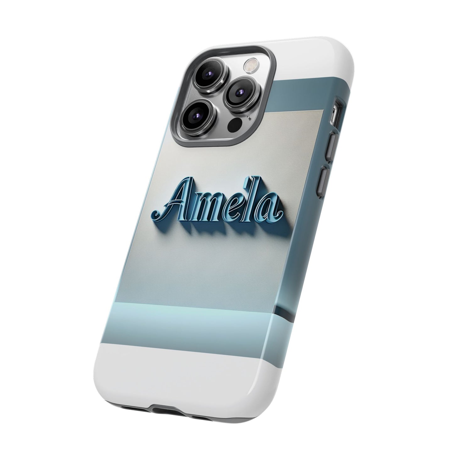 sleek 3d glossy phone case in blue with elegant name design fashion accessory for personal expression compatible with iphone 13, 14, 15 & 16 – all models including pro, pro max & plus