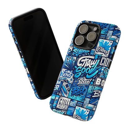 Vibrant 3D Graphic Phone Case in Blue with Playful Design for Stylish Protection Compatible with iPhone 13, 14, 15 & 16 – all models including Pro, Pro Max & Plus