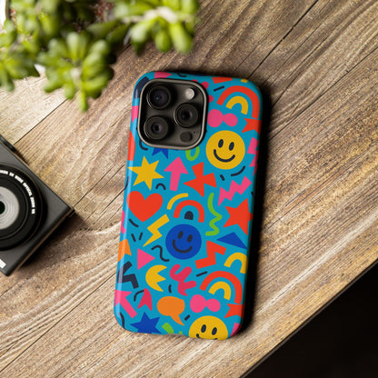 Multicolour 3D Wrap Protective Phone Case for Kids and Teens with Fun Geometric Design – Stylish Protection Compatible with iPhone 13, 14, 15 & 16 – all models including Pro, Pro Max & Plus
