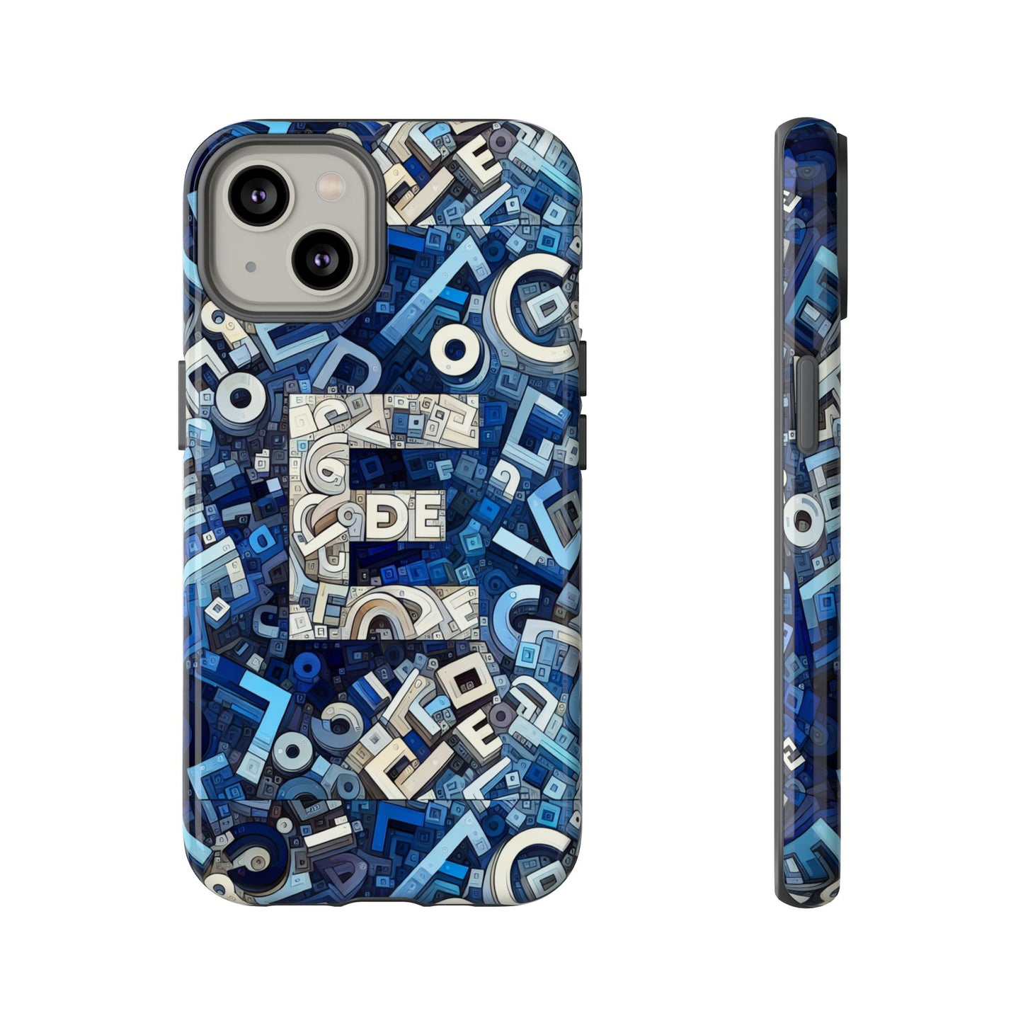 blue alphabet e phone case with 3d wrap design for stylish protection and personalised tech accessory for men and women