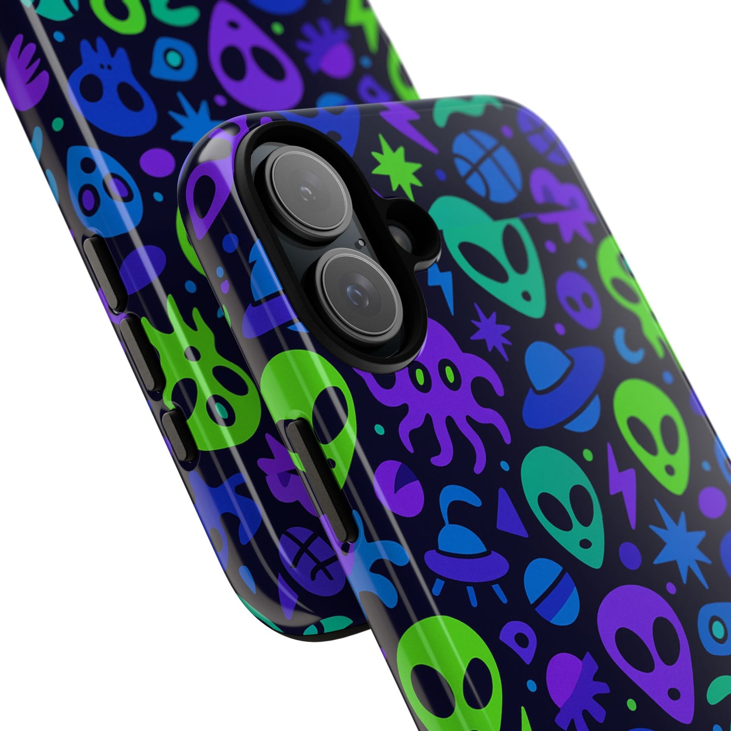vibrant 3d alien and space design protective phone case for unisex smartphone accessories compatible with iphone 13, 14, 15 & 16 – all models including pro, pro max & plus