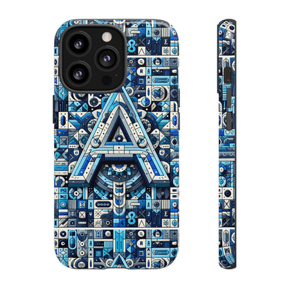 Blue Alphabet Letter A Phone Case for iPhone and Samsung Galaxy Durable Shockproof Cover with 3D Wrap Design Kids and Teenagers Gift