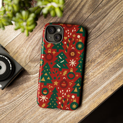 Festive Red Christmas Phone Case with 3D Wrap Design – Vibrant Protection for iPhone 13, 14, 15 & 16 – All Models Including Pro, Pro Max & Plus