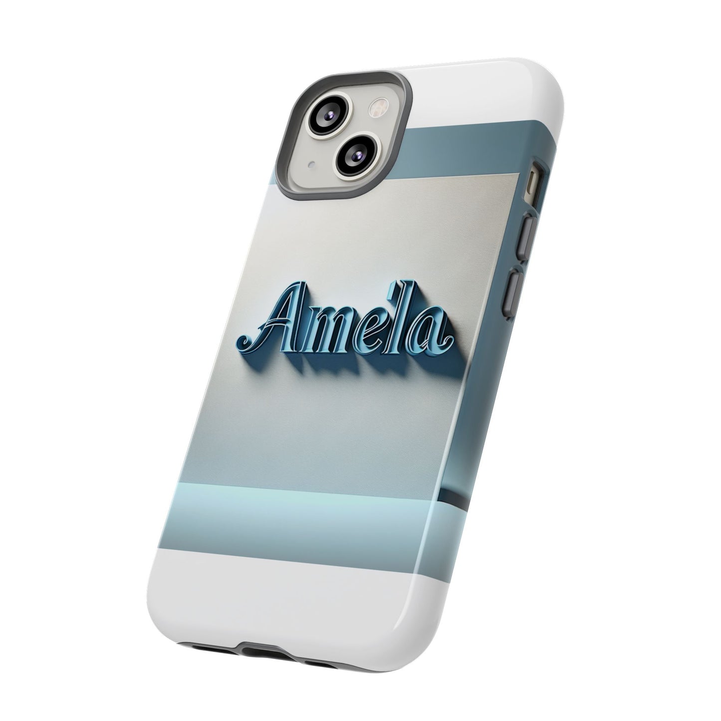 sleek 3d glossy phone case in blue with elegant name design fashion accessory for personal expression compatible with iphone 13, 14, 15 & 16 – all models including pro, pro max & plus