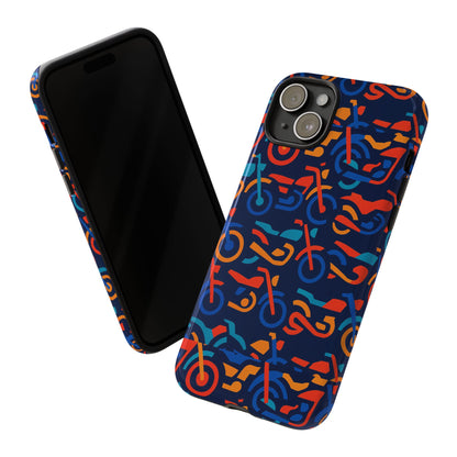 Vibrant 3D Multicolour Motorcycle Pattern Protective Phone Case for Creative Individuals – Stylish Protection Compatible with iPhone 13, 14, 15 & 16 – All Models Including Pro, Pro Max & Plus