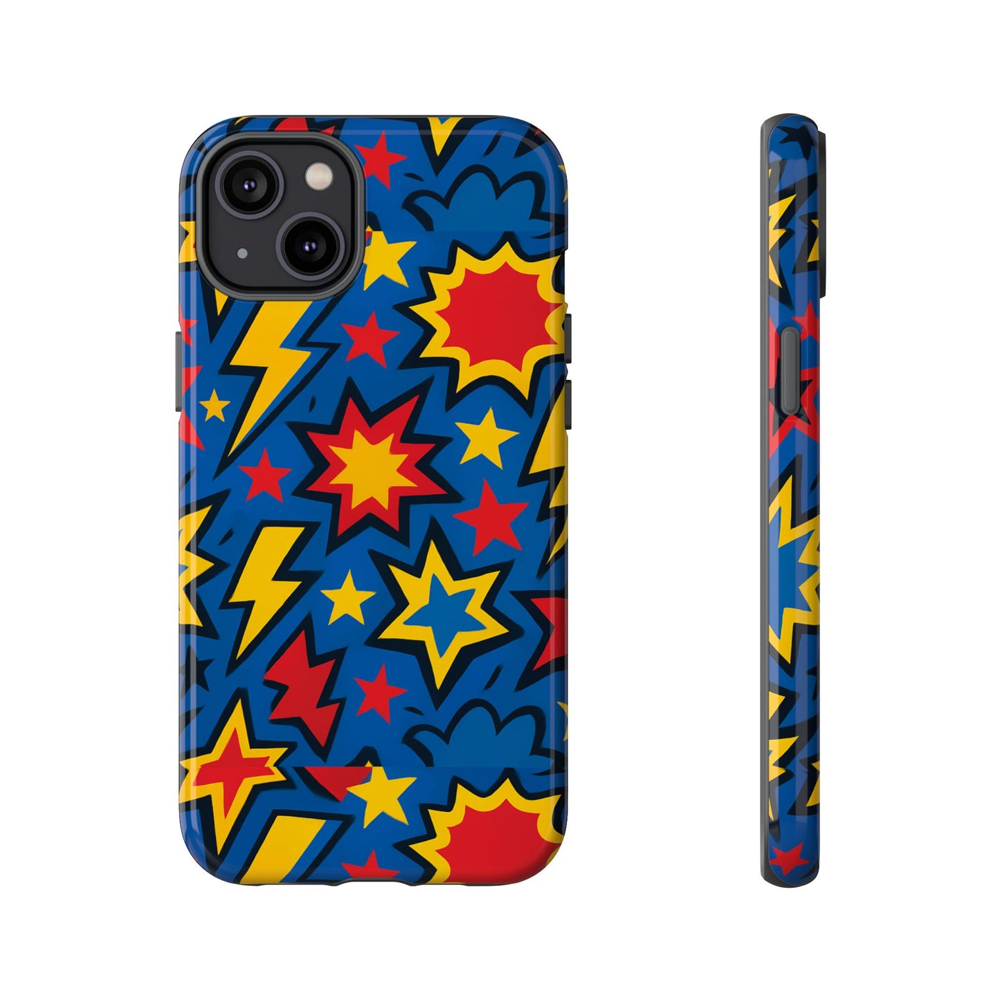 vibrant 3d superhero design protective phone case for fun retro style and unique expression compatible with iphone 13, 14, 15 & 16 – all models including pro, pro max & plus