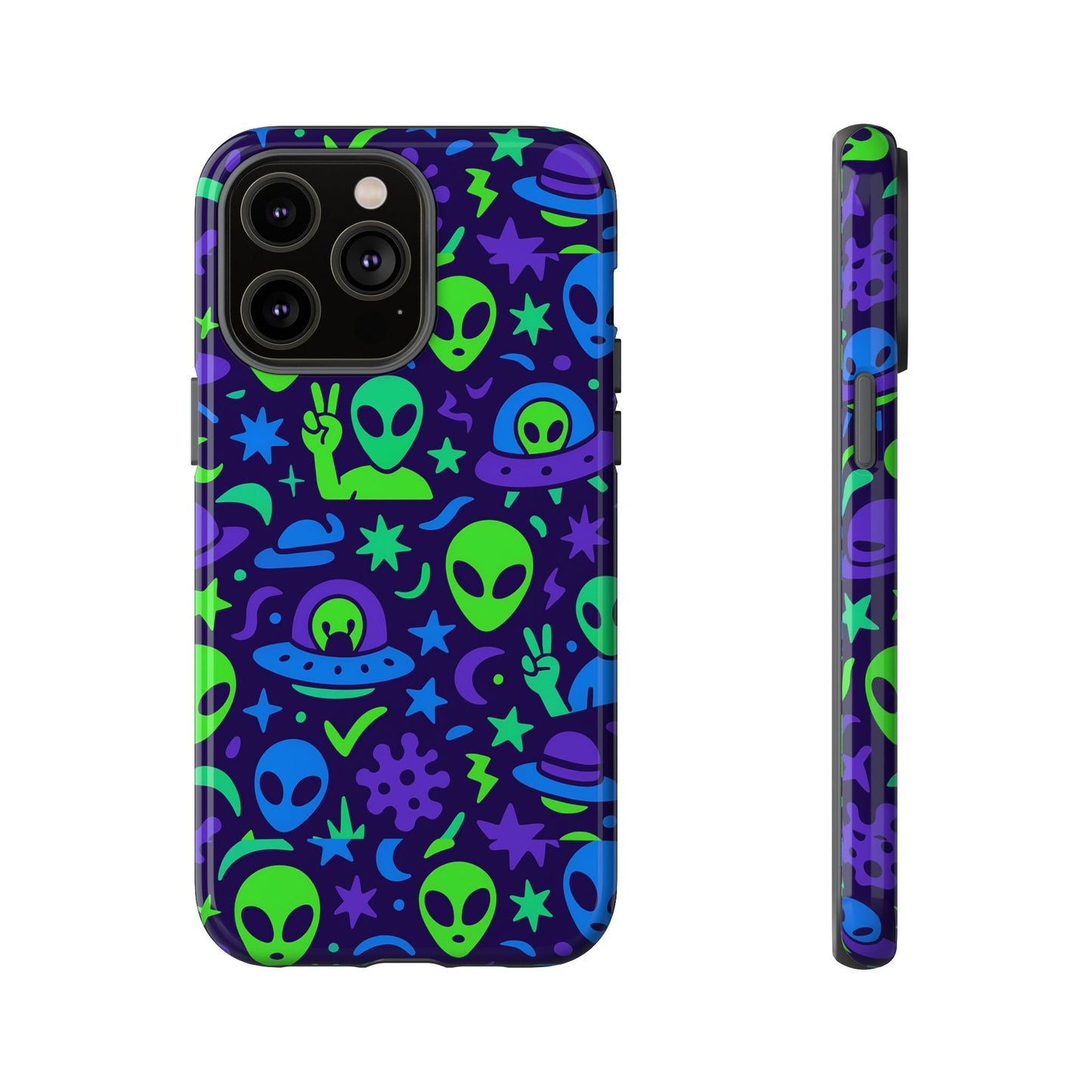 multicolour alien 3d wrap protective phone case, playful anime design for unisex self-expression, stylish protection, compatible with iphone 13, 14, 15 & 16 – all models including pro, pro max & plus