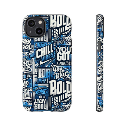 Vibrant 3D Typography Phone Case in Blue – Stylish Protection for Trendy Individuals – Compatible with iPhone 13, 14, 15 & 16 – all models including Pro, Pro Max & Plus
