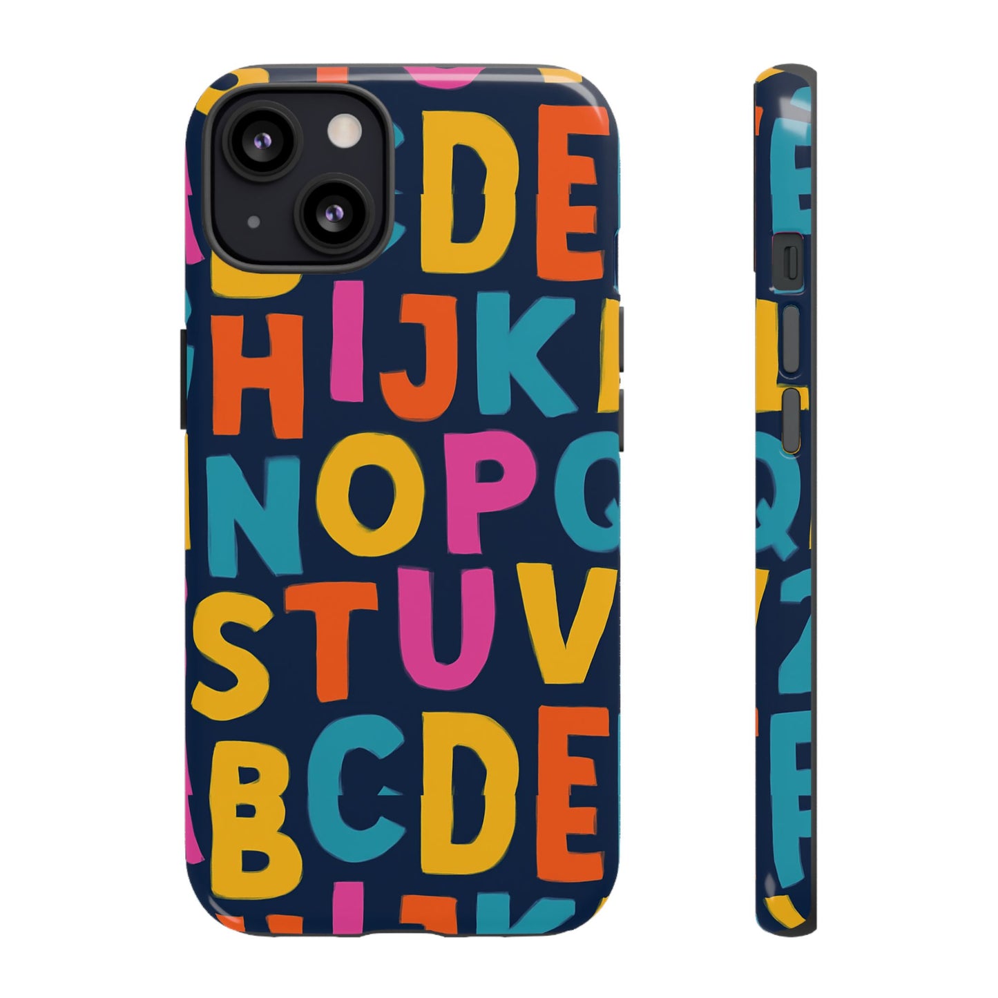 multicolour alphabet 3d wrap protective phone case for unique style and playful expression compatible with iphone 13, 14, 15 & 16 – all models including pro, pro max & plus