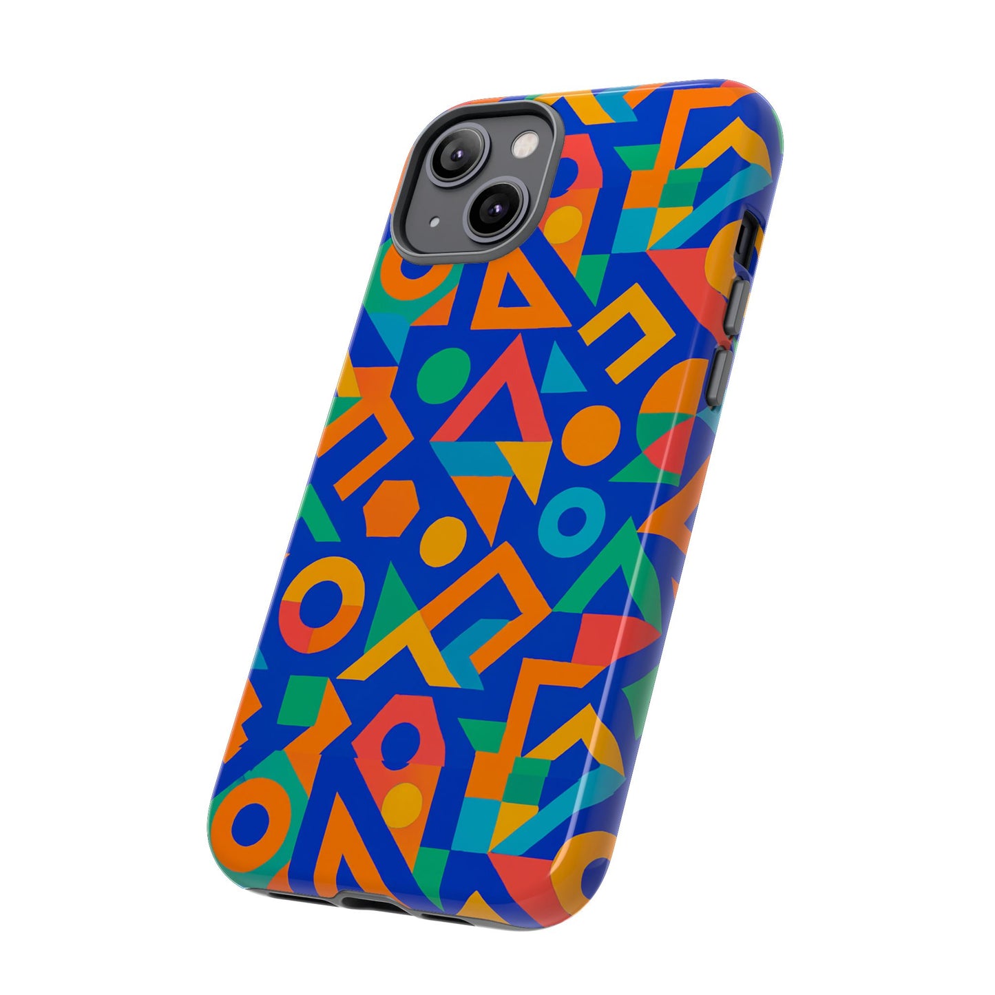 multicolour geometric 3d wrap protective phone case – vibrant accessory for creative individuals compatible with iphone 13, 14, 15 & 16 – all models including pro, pro max & plus