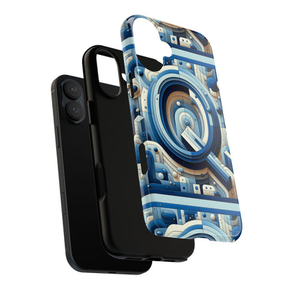 Blue Alphabet Q Phone Case for Android and iPhone Durable Shockproof Protective Cover with 3D Wrap Design