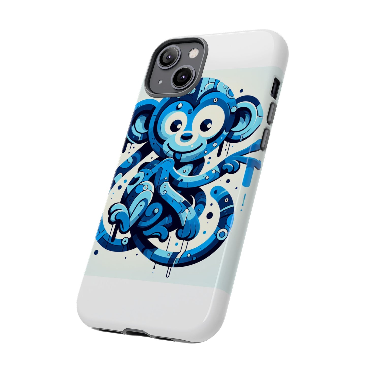 protective 3d wrap phone case with playful monkey design in blue – stylish protection for men and women compatible with iphone 13, 14, 15 & 16 – all models including pro, pro max & plus