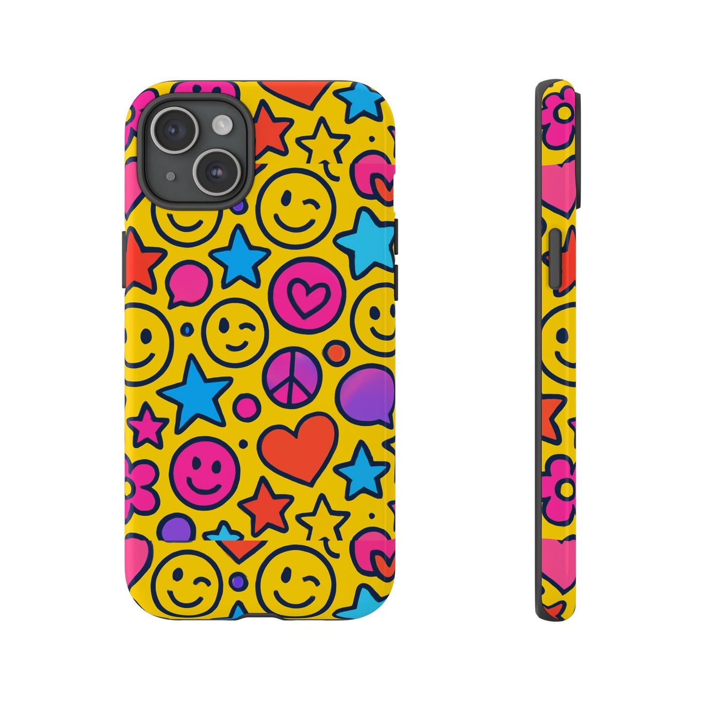multicolour emoji protective phone case with 3d wrap design for stylish protection and individual expression compatible with iphone 13, 14, 15 & 16 – all models including pro, pro max & plus