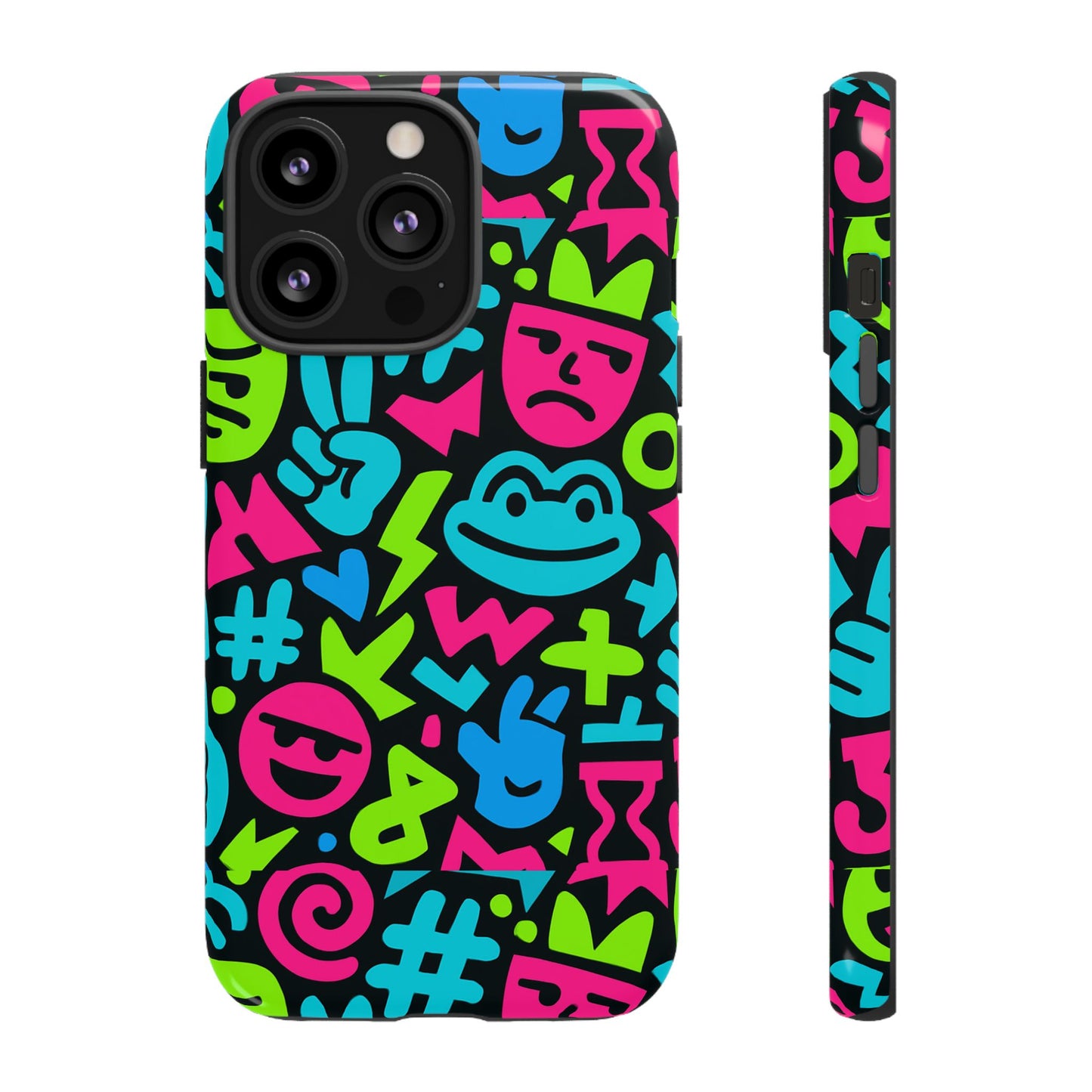 vibrant emoji pattern protective phone case colourful 3d design stylish protection for unisex smartphones compatible with iphone 13, 14, 15 & 16 – all models including pro, pro max & plus