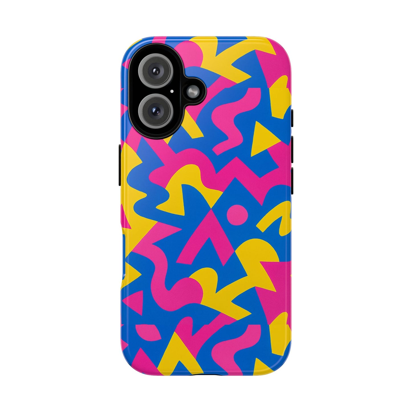 vibrant y2k geometric protective phone case with 3d wrap design for unique style compatible with iphone 13, 14, 15 & 16 – all models including pro, pro max & plus