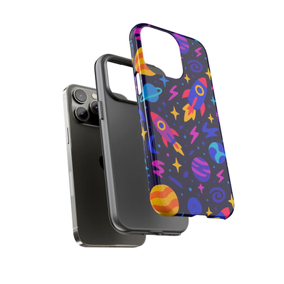 Vibrant 3D Wrap Protective Phone Case with Playful Space Theme for Stylish Self-Expression Compatible with iPhone 13, 14, 15 & 16 – all models including Pro, Pro Max & Plus