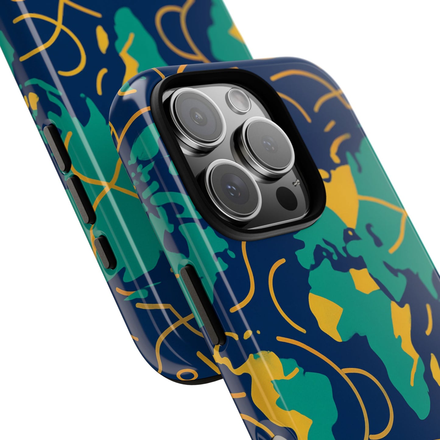 multicolour geometric map 3d wrap protective phone case for men and women, stylish shockproof accessory, compatible with iphone 13, 14, 15 & 16 – all models including pro, pro max & plus