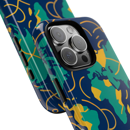 Multicolour Geometric Map 3D Wrap Protective Phone Case for Men and Women, Stylish Shockproof Accessory, Compatible with iPhone 13, 14, 15 & 16 – all models including Pro, Pro Max & Plus