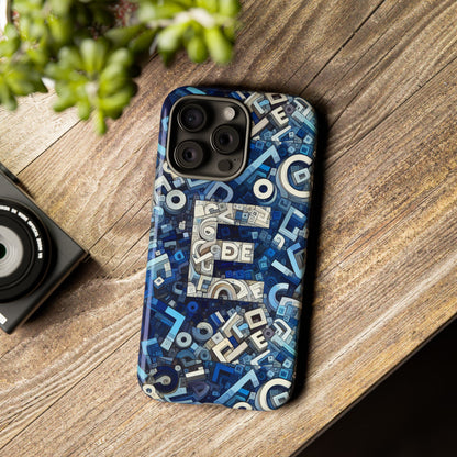 Blue Alphabet E Phone Case with 3D Wrap Design for Stylish Protection and Personalised Tech Accessory for Men and Women