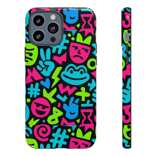 Vibrant Emoji Pattern Protective Phone Case Colourful 3D Design Stylish Protection for Unisex Smartphones Compatible with iPhone 13, 14, 15 & 16 – all models including Pro, Pro Max & Plus