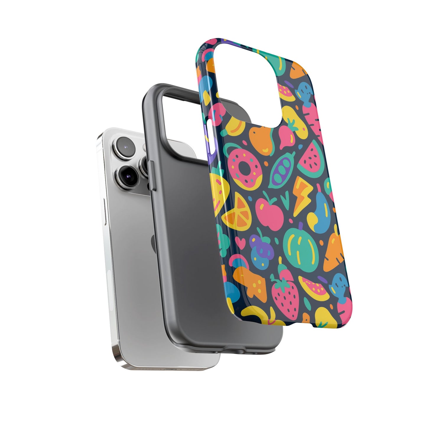 vibrant 3d fruit pattern protective phone case colourful accessory for stylish individuals compatible with iphone 13, 14, 15 & 16 – all models including pro, pro max & plus
