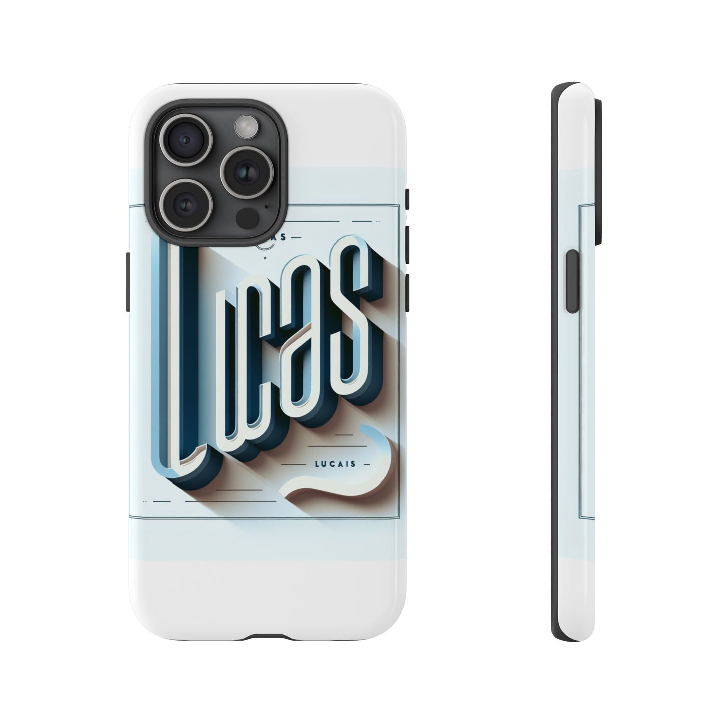 3d wrap protective phone case in blue with playful typography design – stylish protection compatible with iphone 13, 14, 15 & 16 – all models including pro, pro max & plus