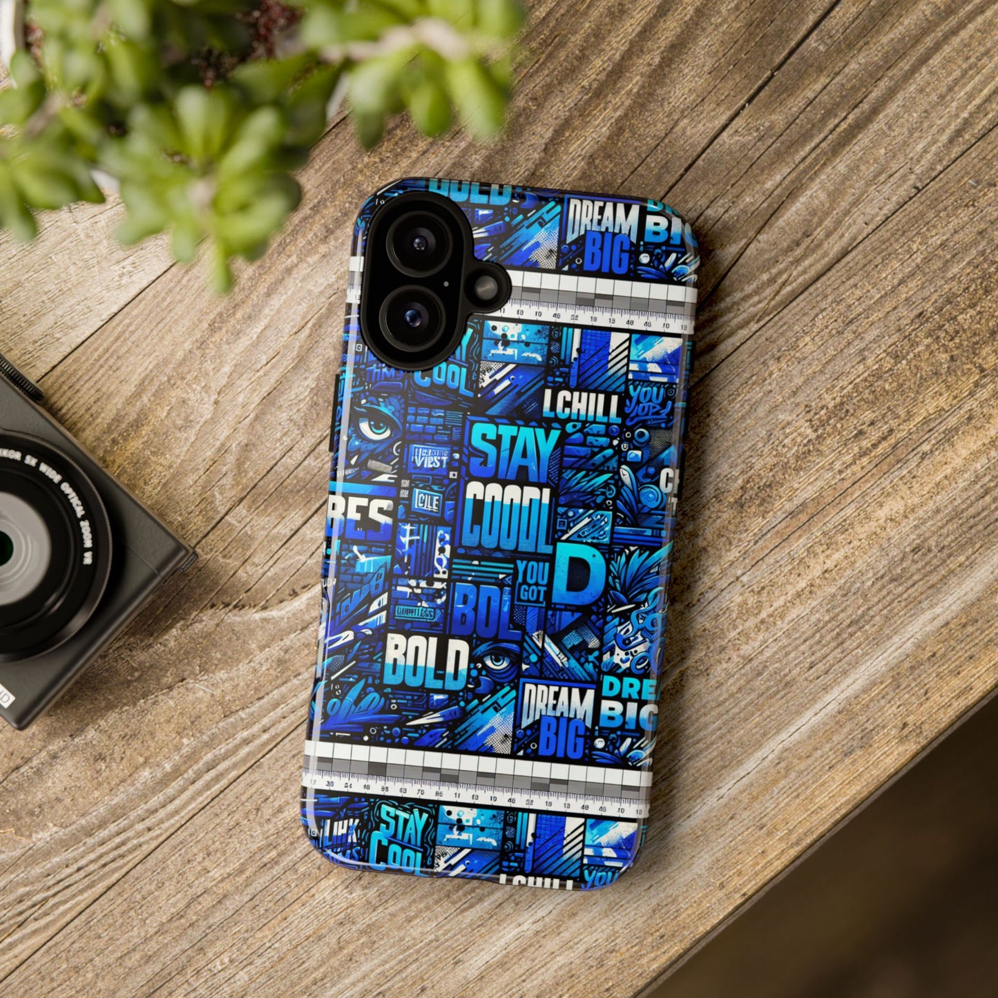 vibrant 3d wrap protective phone case in blue typography design for unique style – stylish protection compatible with iphone 13, 14, 15 & 16 – all models including pro, pro max & plus
