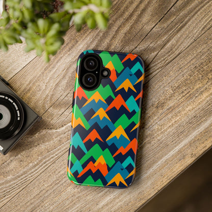 Vibrant Mountain Design Protective Phone Case with Colourful Abstract Pattern for Stylish Protection Compatible with iPhone 13, 14, 15 & 16 – All Models Including Pro, Pro Max & Plus