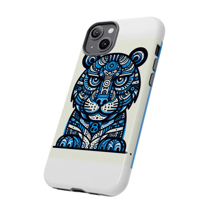 Vibrant Blue Geometric Tiger Design Phone Case – Stylish Protection Accessory for Self-Expression Compatible with iPhone 13, 14, 15 & 16 – all models including Pro, Pro Max & Plus