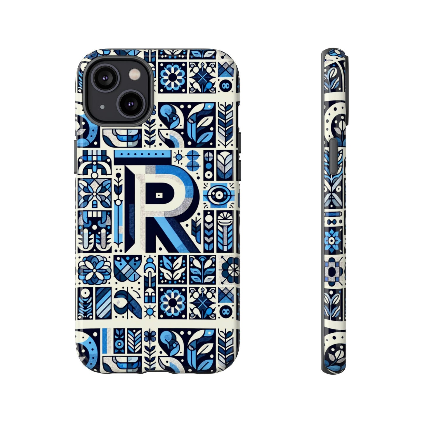 blue alphabet r phone case with 3d wrap and shock absorption for kids and teenagers